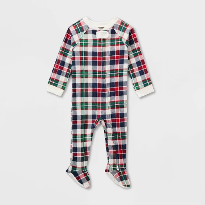 Baby Plaid Ribbed Holiday Matching Family Footed Pajamas - Wondershop™ Cream 6 Baby Plaid Ribbed Holiday Matching Family Footed Pajamas - Wondershop™ Cream - Image 4