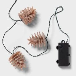 10ct LED Battery Operated Sugared Pinecone Christmas Indoor/Outdoor Novelty String Lights Warm White With Green Wire - Wondershop™ -Old World Christmas GUEST 05149528 4890 4341 80da 7c6c6b6dfbe3