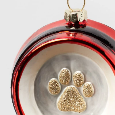 Glass Santa Belt Pet Bowl With Glittered Paw Print Christmas Tree Ornament Red/Black/Gold - Wondershop™: Indoor Decor 4 Glass Santa Belt Pet Bowl With Glittered Paw Print Christmas Tree Ornament Red/Black/Gold - Wondershop™: Indoor Decor - Image 2