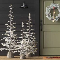 Pre-lit Flocked Balsam Fir Artificial Christmas Tree With Basket Base Warm White LED Lights - Wondershop™