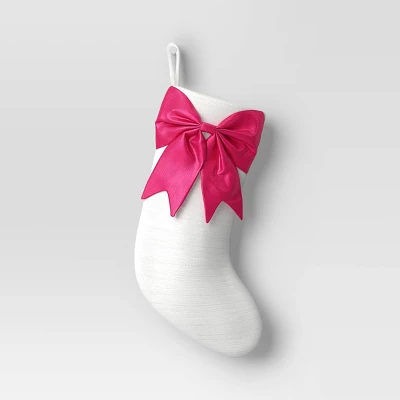 21" White Stocking With 3D Bow Decor - Wondershop™ 5 21" White Stocking With 3D Bow Decor - Wondershop™ - Image 3