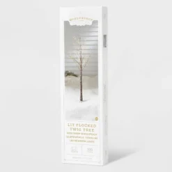 6ft LED Dew Drop Brown Flocked Twig Tree LED Christmas Novelty Sculpture Light Warm White - Wondershop™