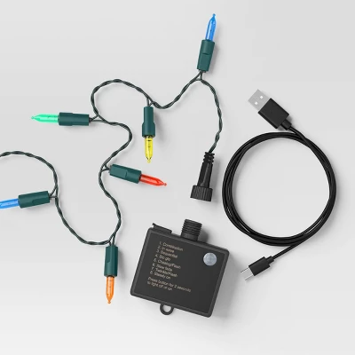 50ct LED Battery Operated Hybrid Miniature String Lights With Green Wire - Wondershop™ 6 50ct LED Battery Operated Hybrid Miniature String Lights With Green Wire - Wondershop™ - Image 4