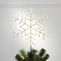 15.5" Pre-lit LED Metal Snowflake Christmas Tree Topper Champagne Gold With Warm White Lights - Wondershop™: Indoor Decor: Indoor Decor
