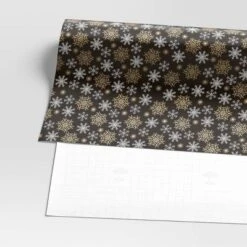 30” 25 Sq Ft Christmas Roll Wrap Gold/White Snowflakes On Black - Wondershop™ -Old World Christmas GUEST 238bcf76 9ef8 42a7 81fd 4ff14bed442f