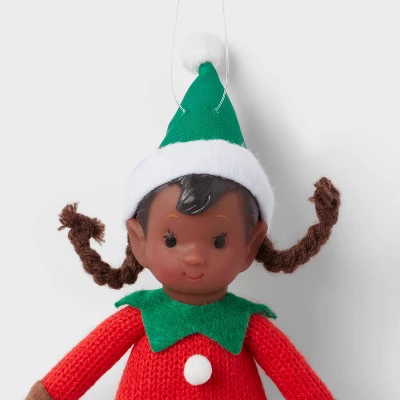 Fabric Elf Child With Braids And Green Hat Christmas Tree Ornament - Wondershop™: Indoor Use, No Battery Required 4 Fabric Elf Child With Braids And Green Hat Christmas Tree Ornament - Wondershop™: Indoor Use, No Battery Required - Image 2