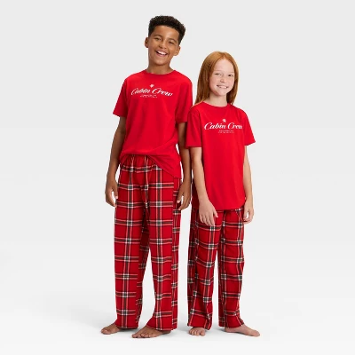 Kids' "Cabin Crew" Short Sleeve Holiday Matching Family Pajama Shirt - Wondershop™ Red 6 Kids' "Cabin Crew" Short Sleeve Holiday Matching Family Pajama Shirt - Wondershop™ Red - Image 4