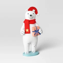 23.5" Fabric Polar Bear Holding Gift Animal Statue - Wondershop™ White -Old World Christmas GUEST 293ae248 0104 41da a102 1180a73922be