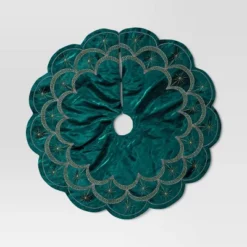 48" Christmas Dia Art Deco Embellished Soft Velvet Tree Skirt Green - Wondershop™ -Old World Christmas GUEST 29605436 719e 4524 8537 e5520d02b7ea