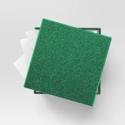 Christmas Wrap Essentials Medium Square Box Green Glitter - Wondershop™ 3 Christmas Wrap Essentials Medium Square Box Green Glitter - Wondershop™