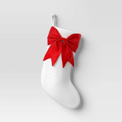21" White Stocking With 3D Bow Decor - Wondershop™ 6 21" White Stocking With 3D Bow Decor - Wondershop™ - Image 4