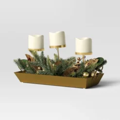 Battery Operated Flameless Pillar Candle And Candle Holder In Gold Tray With Faux Christmas Greenery - Wondershop™ 7 Battery Operated Flameless Pillar Candle And Candle Holder In Gold Tray With Faux Christmas Greenery - Wondershop™ -Old World Christmas GUEST 2fceadbe de27 4776 b1a6 ec09060a1791