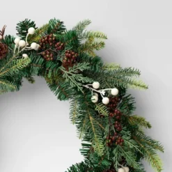 28" Mixed Greenery With White Berries With Pinecones Artificial Christmas Wreath Green - Wondershop™ -Old World Christmas GUEST 31cfa1df c812 4827 8fda ecd3bf871e73