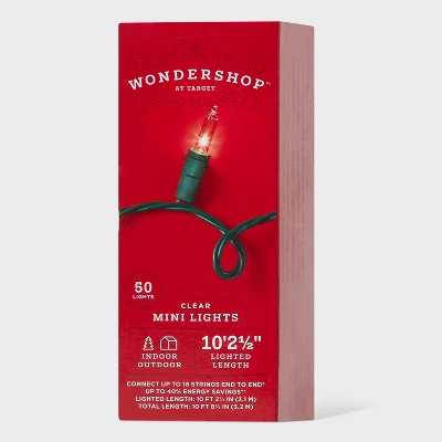 50ct Incandescent Mini Christmas String Lights With Green Wire - Wondershop™ 6 50ct Incandescent Mini Christmas String Lights With Green Wire - Wondershop™ - Image 4