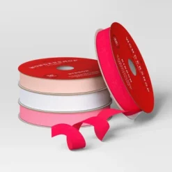 4 Pk Christmas Velvet Ribbon Pink/White Luxe - Wondershop™ -Old World Christmas GUEST 39130b58 a6db 40f1 8421 0a88b6362204