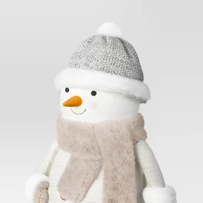 Fabric Snowman Figurine With Stocking - Wondershop™ White 4 Fabric Snowman Figurine With Stocking - Wondershop™ White - Image 2