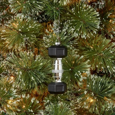 5.5" Dumbbell Glass Christmas Tree Ornament - Wondershop™ 3 5.5" Dumbbell Glass Christmas Tree Ornament - Wondershop™