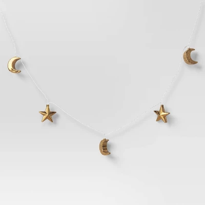 10ct LED Battery Operated Mercury Star And Moon Christmas Indoor/Outdoor Novelty String Lights Warm White With Silver Wire - Wondershop™ 4 10ct LED Battery Operated Mercury Star And Moon Christmas Indoor/Outdoor Novelty String Lights Warm White With Silver Wire - Wondershop™ - Image 2