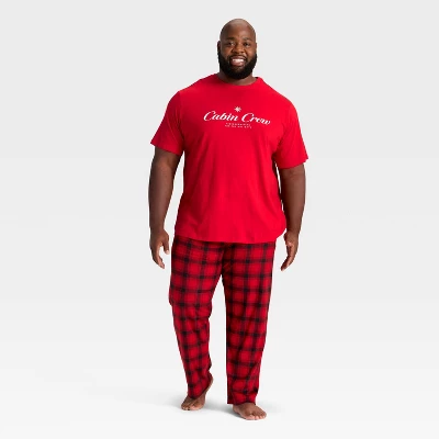 Men's "Cabin Crew" Short Sleeve Holiday Matching Family Pajama Shirt - Wondershop™ Red 4 Men's "Cabin Crew" Short Sleeve Holiday Matching Family Pajama Shirt - Wondershop™ Red - Image 2