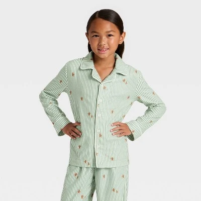 Kids' Gingerbread Striped Long Sleeve Shirt And Pants Holiday Matching Family Pajama Set - Wondershop™ Cream 4 Kids' Gingerbread Striped Long Sleeve Shirt And Pants Holiday Matching Family Pajama Set - Wondershop™ Cream - Image 2