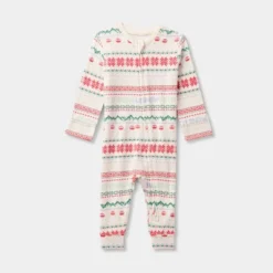 Baby "Let It Snow" Fair Isle Cozy Knit Holiday Matching Family Pajama Union Suit - Wondershop™ Cream -Old World Christmas GUEST 57a16be1 7af6 4dd7 bc33 acd030cdb0db