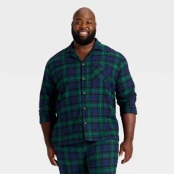 Men's Plaid Flannel Long Sleeve Shirt And Pants Holiday Matching Family Pajama Set - Wondershop™ Navy Blue -Old World Christmas GUEST 5db88132 67f2 46b5 a0d9 ed40fcb26eb0