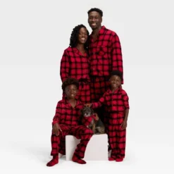 Kids' Plaid Microfleece Holiday Matching Family Pajama Pants - Wondershop™ Red/Black -Old World Christmas GUEST 65681f04 b1ff 4eae 861d 21709c8e84b8 1