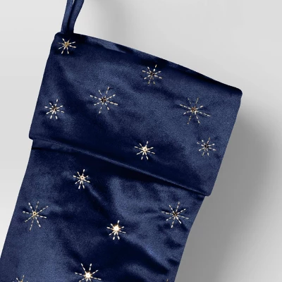 21" Christmas Gold Starburst Velvet Stocking Navy - Wondershop™ 4 21" Christmas Gold Starburst Velvet Stocking Navy - Wondershop™ - Image 2