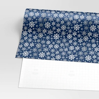 30” 25 Sq Ft Christmas Roll Wrap White Snowflakes On Blue - Wondershop™ 4 30” 25 Sq Ft Christmas Roll Wrap White Snowflakes On Blue - Wondershop™ - Image 2