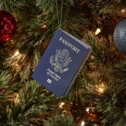 Passport Christmas Tree Ornament Navy - Wondershop™