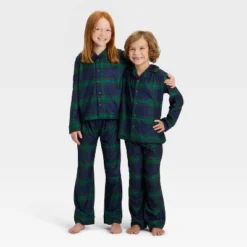 Kids' Plaid Long Sleeve Shirt And Pants Holiday Matching Family Pajama Set - Wondershop™ Navy Blue -Old World Christmas GUEST 718d3609 6336 4c6a 951a 58fea089ad9f