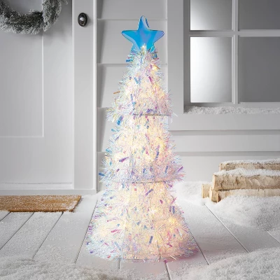 Incandescent Tinsel Tree With Plastic Tree Topper Star Christmas Novelty Sculpture Light With Clear Color Light Bulb- Wondershop™ 3 Incandescent Tinsel Tree With Plastic Tree Topper Star Christmas Novelty Sculpture Light With Clear Color Light Bulb- Wondershop™