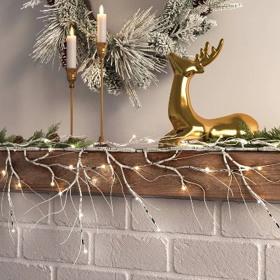 48ct LED Battery Operated Twig Dewdrop Christmas String Lights Warm White Silver Wire - Wondershop™ 3 48ct LED Battery Operated Twig Dewdrop Christmas String Lights Warm White Silver Wire - Wondershop™