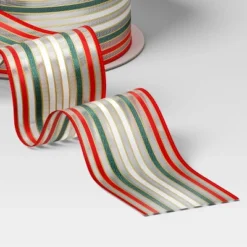 30' Christmas Fabric Ribbon Red White Green Striped - Wondershop™ -Old World Christmas GUEST 7c2efd65 f495 4890 add2 2e5f43d8f9c8