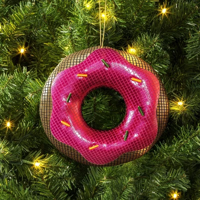 3" Christmas Fabric Disco Donut Ornament - Wondershop™ 3 3" Christmas Fabric Disco Donut Ornament - Wondershop™