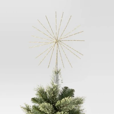 14" Pre-lit Dewdrop Glittered Starburst Christmas Tree Topper Champagne With Cool White Twinkle/Warm White Steady Lights - Wondershop™ 4 14" Pre-lit Dewdrop Glittered Starburst Christmas Tree Topper Champagne With Cool White Twinkle/Warm White Steady Lights - Wondershop™ - Image 2