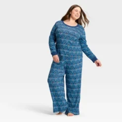 Women's Hanukkah Ribbed Long Sleeve Shirt And Pants Holiday Matching Family Pajama Set - Wondershop™ Blue -Old World Christmas GUEST 886cfb8e db5e 4b53 8536 6866ae6b2f5a