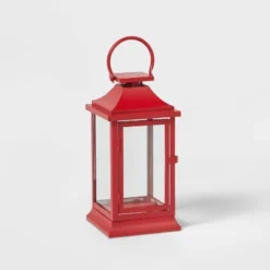 12" Decorative Metal Christmas Lantern Red - Wondershop™