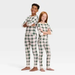 Kids' Plaid Ribbed Long Sleeve Shirt And Pants Holiday Matching Family Pajama Set - Wondershop™ Cream -Old World Christmas GUEST 9c03cf33 a07b 4cc8 93d1 0774ce210ed8