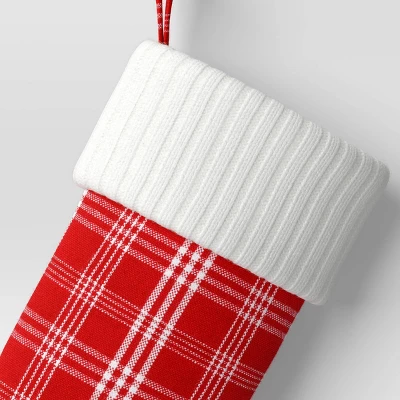 20" Christmas Plaid Stocking With Cuff Red Base - Wondershop™ 4 20" Christmas Plaid Stocking With Cuff Red Base - Wondershop™ - Image 2