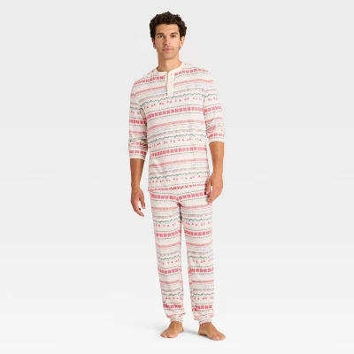 Men's "Let It Snow" Fair Isle Cozy Knit Long Sleeve Henley Holiday Matching Family Pajama Shirt - Wondershop™ Cream 4 Men's "Let It Snow" Fair Isle Cozy Knit Long Sleeve Henley Holiday Matching Family Pajama Shirt - Wondershop™ Cream - Image 2