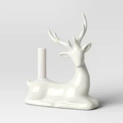 8.25" Taper Crackled Ceramic Deer Christmas Candle Holder White - Wondershop™ -Old World Christmas GUEST 9e94e409 2e85 4313 a7dd f2b16fdd0709