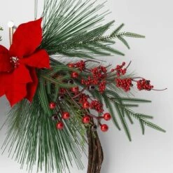 22" Christmas Unlit Asymmetrical Red Poinsettia Wreath - Wondershop™ -Old World Christmas GUEST a9446493 6884 4d05 a331 bb104997dbd8