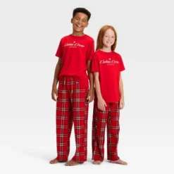 Kids' Plaid Microfleece Holiday Matching Family Pajama Pants - Wondershop™ Red -Old World Christmas GUEST a9bb3b27 bf6f 49fe b67b 0ec66b337ddf