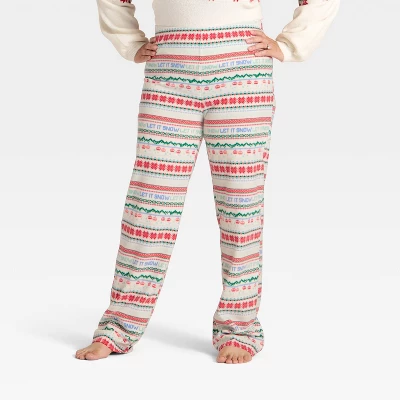 Women's "Let It Snow" Fair Isle Microfleece Holiday Matching Family Pajama Pants - Wondershop™ Cream 6 Women's "Let It Snow" Fair Isle Microfleece Holiday Matching Family Pajama Pants - Wondershop™ Cream - Image 4