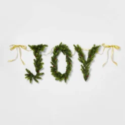 6' Pre-Lit Battery Operated Mixed Greenery 'Joy' Garland With Gold Ribbon - Wondershop™ -Old World Christmas GUEST ae7a8073 1f16 4983 9adf b5f4ddbd6974