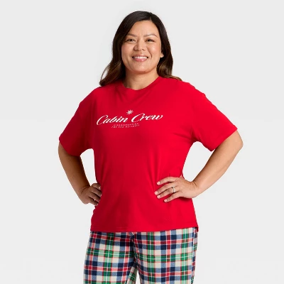 Women's "Cabin Crew" Short Sleeve Holiday Matching Family Pajama Shirt - Wondershop™ Red 6 Women's "Cabin Crew" Short Sleeve Holiday Matching Family Pajama Shirt - Wondershop™ Red - Image 4