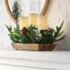 Battery Operated Flameless Pillar Candle And Black Candle Holder In Wood Tray With Faux Christmas Greenery - Wondershop™ -Old World Christmas GUEST cb1218c2 d6c0 4992 8fec 1b1c9884b3aa
