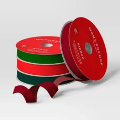 4 Pk Christmas Velvet Ribbon Gift Packaging Accessories Red/Green - Wondershop™ -Old World Christmas GUEST cd4f55cc 75bb 4c76 a54f 41ba1338c4f3