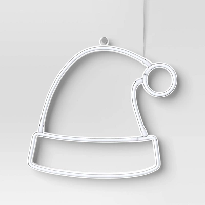 LED Battery Operated Christmas Neon Santa Hat Hangable Sign Red/White - Wondershop™ 4 LED Battery Operated Christmas Neon Santa Hat Hangable Sign Red/White - Wondershop™ - Image 2